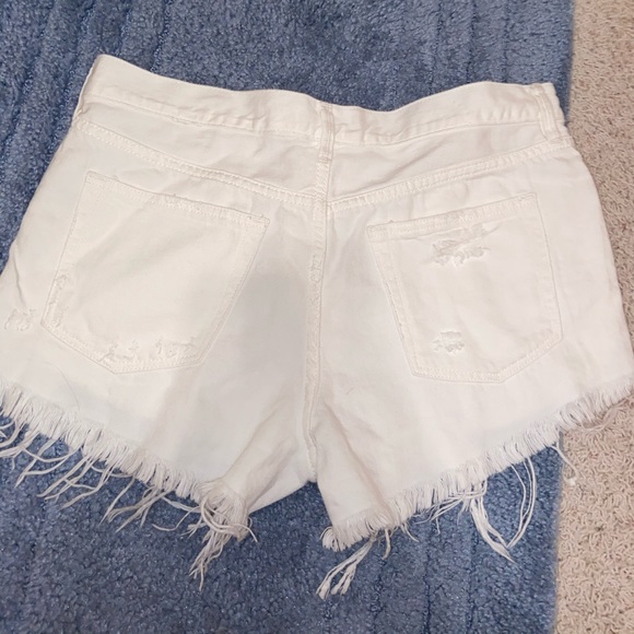 Free People White Jean Distressed Shorts - Picture 2 of 5